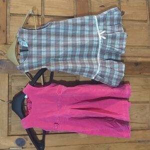 Lot Of 2 Vintage Y2K Girls Dresses. Plaid And Pink.
